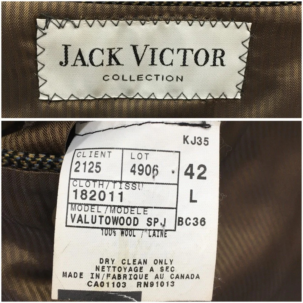 JACK VICTOR Mens Wool Blazer Sport Coat Casual Jacket Size 42L Classic Suit
